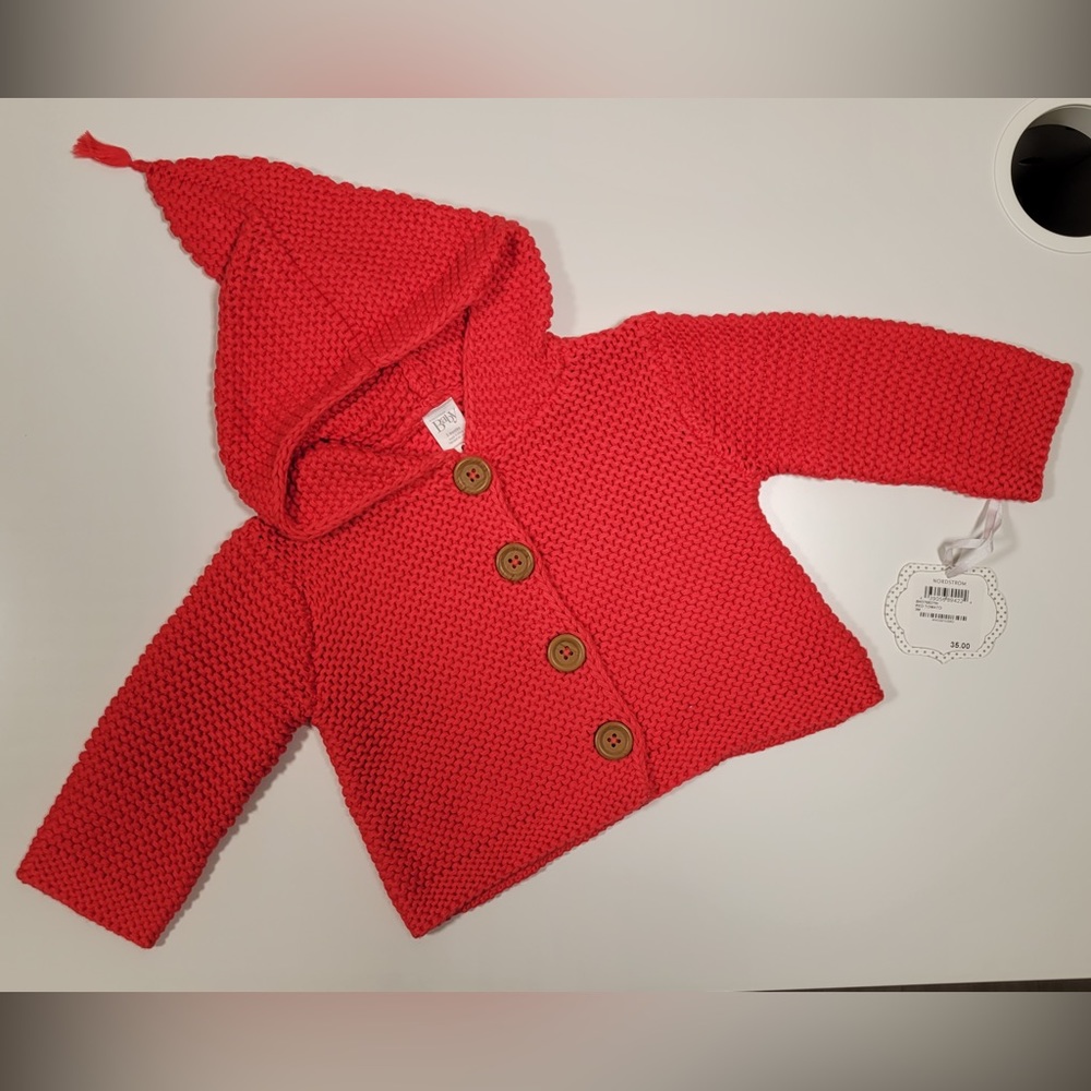 BNWT Nordstrom 100% Organic Cotton Cardigan with hood - 3 Months
